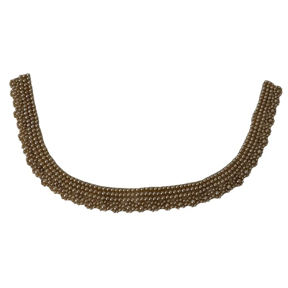Vintage‎ Hand Made in Japan Faux Champagne Pearl Bead Collar Floral